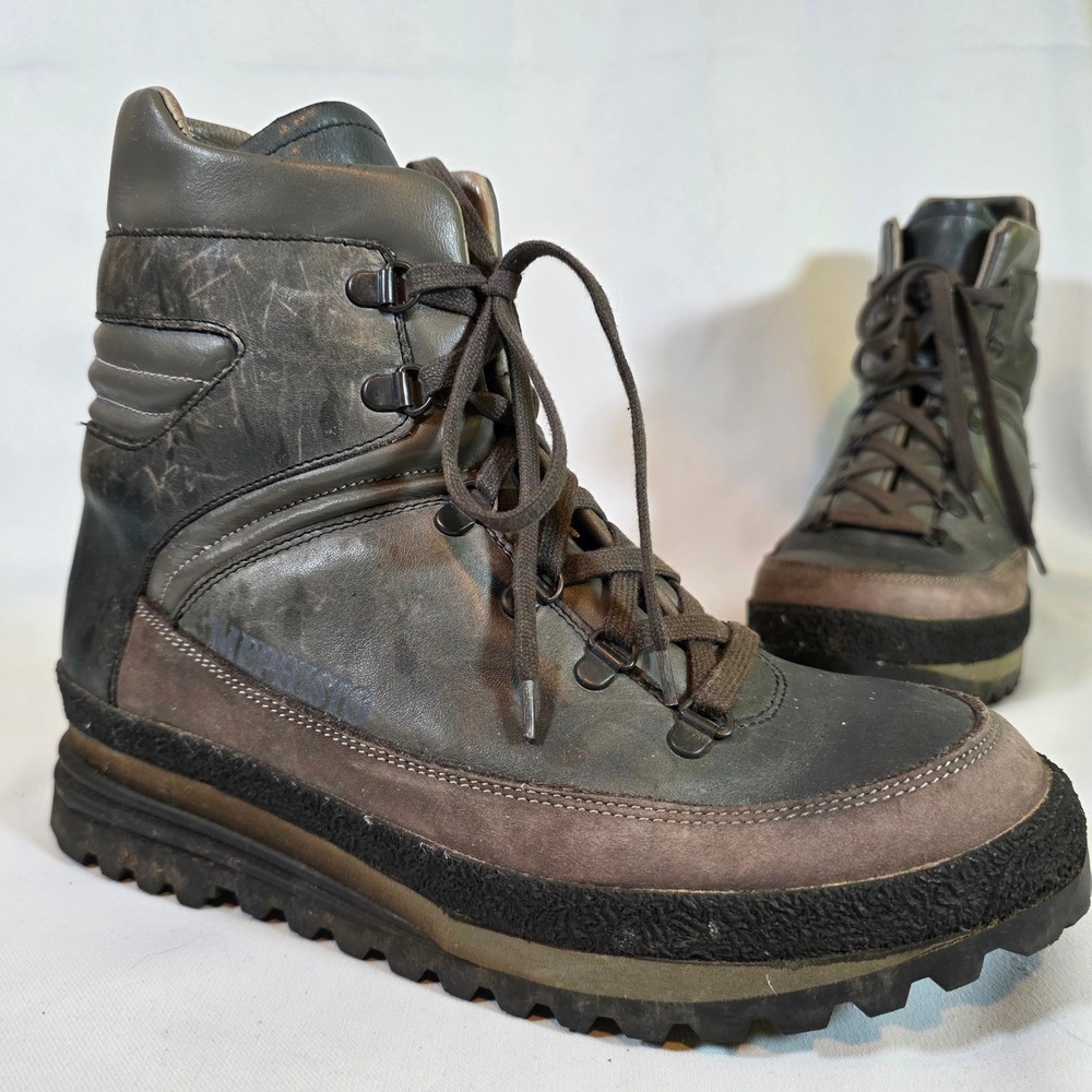 MEPHISTO Trekking Mens‎ 7.5 Grey Leather Hiking Boots Rugged Outdoors